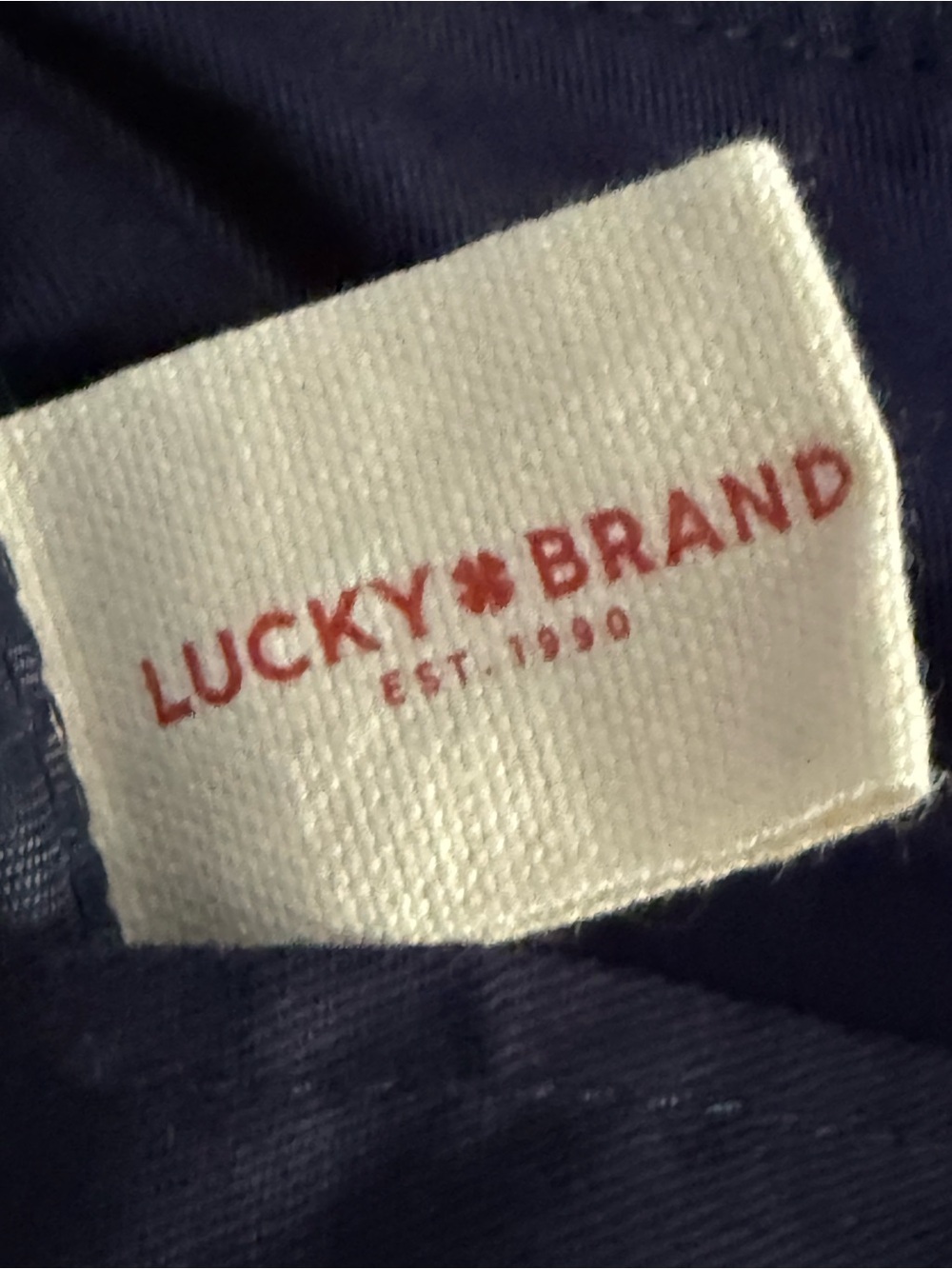 Lucky Brand Canvas Batik Tote Bag plus Zippered Wallet Pouch Leather Navy White - Picture 10 of 16